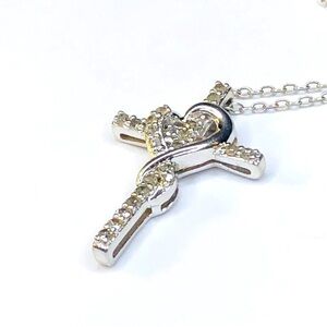 Diamond Sterling Silver Cross Necklace